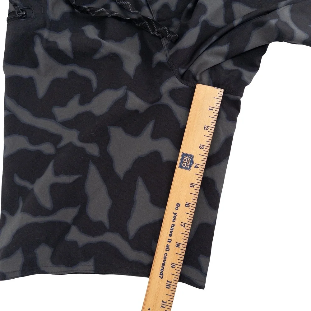 Patagonia Mens 31 Stretch Planing Board Shorts Black Camo Swim Surfing